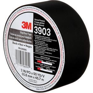 3903 Vinyl Duct Tape - 48 mm (2"), 45 m (148'), 6.5 mils, Black