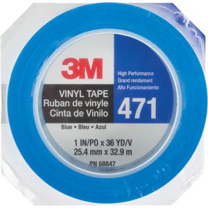 471 Vinyl Tape - 25.4 mm (1"), 6 mm (1/4"), 50.8 mm (2"), 19 mm (3/4"), 32.9 m (108'), 5.3 mils, Blue, Individually wrapped