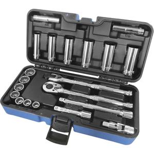 SAE 12-Point Socket Wrench Set - 3/8", Hand/Standard, Deep, 21, Deep Length Sockets (3/8, 7/16, 1/2, 9/16, 5/8, 11/16, 3/4, 13/16"); Standard Length Sockets (3/8, 7/16, 1/2, 9/16, 5/8, 11/16