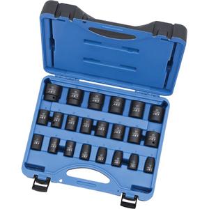 PS2212M 6-Point Metric Socket Set - 1/2", Impact, Deep, 22, 10 mm; 11 mm; 12 mm; 13 mm; 14 mm; 15 mm; 16 mm; 17 mm; 18 mm; 19 mm; 20 mm; 21 mm; 22 mm; 23 mm; 24 mm; 25 mm; 26 mm; 27 mm; 28 mm; 29 mm; 30 mm; 32 mm