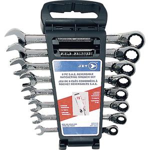RCWS-8SR Long SAE Reversible Ratcheting Wrench Set - 8, Imperial, Combination, 5/16"; 3/8"; 7/16"; 1/2"; 9/16"; 5/8"; 11/16"; 3/4", Polished