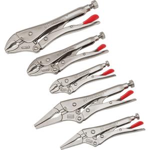 5-Piece Curved & Long Nose Locking Plier Set - 14-1/2", 5"; 6"; 7"; 9"; 10"