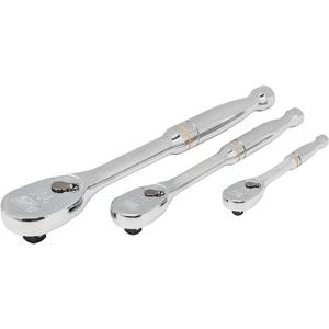 90-Tooth Teardrop Wrench Set - 3, Imperial, Ratchet, 1/4"; 3/8"; 1/2"