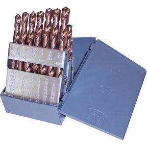 Jobber Length Drill Set - 15, 21, 29, Cobalt, Fractional sets, 1/16" to 1/2" by 32nds