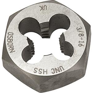 Hexagonal Rethreading Die - High Speed Steel, 1/4"-28, 7/16"-20, 1/2"-20, 9/16"-18, 5/8"-18, 3/4"-16, 7/8"-14, 1"-12, 1-1/8"-12, 1-1/4"-12, 1-3/8"-12, 1-1/2"-12, 7/10", 1/4"