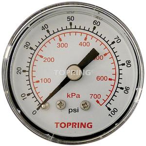 Pressure Gauge - 1-1/2", 0 - 100 psi, Back Mount, Analogue