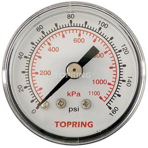 Pressure Gauge - 1-1/2", 0 - 160 psi, Back Mount, Analogue