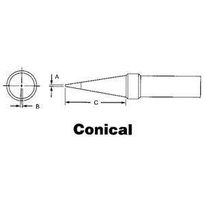 ET Series Tips For TEF891 Soldering Pencil - Conical, 0.031", 0.012", 0.625"