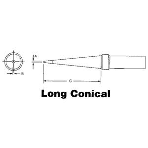 ET Series Tips For TEF891 Soldering Pencil - Long Conical, 0.015", 0.000", 1.000"