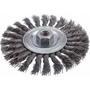 Knot Wire Wheel Brushes - Standard Twist Knot - 6", 1/2", 0.023", Steel, 5/8"-11, 1.5, 9000