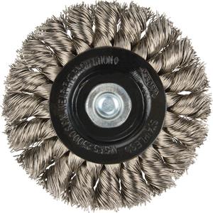 Knot Wire Wheel Brushes - Standard Twist Knot with 1/4" shank - 3", 0.014", Stainless Steel, 42863, 25 000