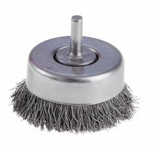 Crimped Wire Cup Brushes with 1/4" Shank - Light Duty - 2-1/2", 5/8", 0.010, Steel, 1/10", 4500