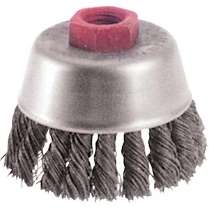 Knot Wire Cup Brushes - High Speed Small Grinder - 2-3/4", 7/8", 0.014", Steel, 5/8"-11, Steel, 14000
