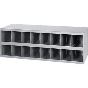 Steel Storage Bin Cabinet - Grey, 33-3/4", 12", 11-1/2", 12", 16, 4 x 11 7/8 x 5 1/8