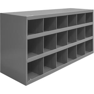 Steel Storage Bin Cabinet - Grey, 33-3/4", 12", 19-1/4", 12", 18, 5 3/8 x 11 7/8 x 6 3/8