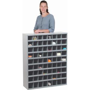 Steel Storage Bin Cabinet - Grey, 33-3/4", 12", 42", 12", 72, 4 x 11 7/8 x 4 1/2