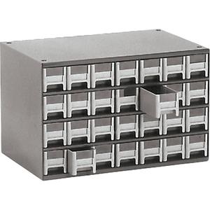 Modular Parts Cabinets - 2-2/16", 17", 10-9/16", Grey, Steel, 28, 10.5625", 2.0625", 2.1875"