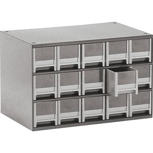 Modular Parts Cabinets - 3-1/16", 17", 10-9/16", Grey, Steel, 15, 10.5625", 3.0625", 3.1875"