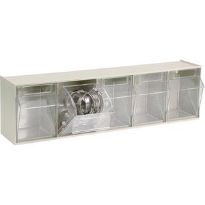 Tip-Out Bins Modular Storage System - 23-5/8", 5-1/4", 6-1/2", 5, Ivory, 4 1/4 x 3 3/4 x 5 3/4