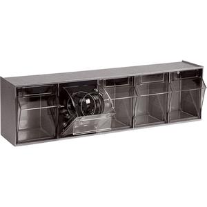 Tip-Out Bins Modular Storage System - 23-5/8", 5-1/4", 6-1/2", 5, Grey, 4 1/4 x 3 3/4 x 5 3/4