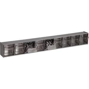 Tip-Out Bins Modular Storage System - 23-5/8", 2-1/2", 3-1/8", 9, Grey, 2 3/16 x 1 3/4 x 2 1/2