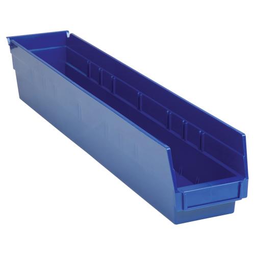 Shelf Bins - Blue, Red, Yellow, 50 lbs., 4-1/8", 23-5/8", 4", 30124