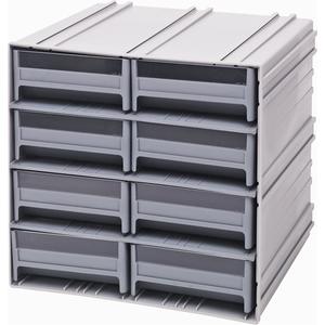 Interlocking Storage Cabinet - 11", 11-3/4", 11-3/4", 8, Grey, Plastic, 11 3/4" W x 11 3/4" D x 11" H