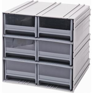 Interlocking Storage Cabinet - 11", 11-3/4", 11-3/4", 6, Grey, Plastic, 11 3/4" W x 11 3/4" D x 11" H