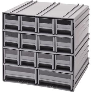 Interlocking Storage Cabinet - 11", 11-3/4", 11-3/4", 14, Grey, Plastic, 11 3/4" W x 11 3/4" D x 11" H