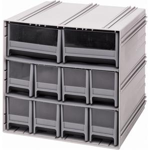 Interlocking Storage Cabinet - 11", 11-3/4", 11-3/4", 10, Grey, Plastic, 11 3/4" W x 11 3/4" D x 11" H