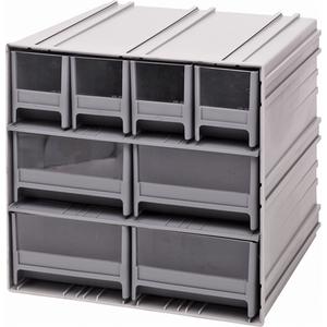 Interlocking Storage Cabinet - 11", 11-3/4", 11-3/4", 8, Grey, Plastic, 11 3/4" W x 11 3/4" D x 11" H