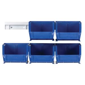 Hang-n-Stack Bin Complete Package - Blue, 20 lbs., 4-1/8", 5-3/8", 3"