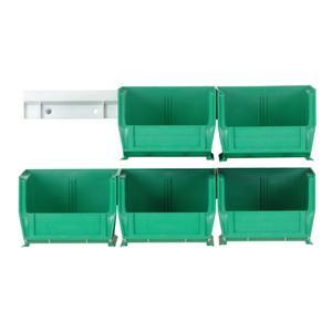 Hang-n-Stack Bin Complete Package - Green, 20 lbs., 4-1/8", 5-3/8", 3"