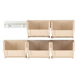 Hang-n-Stack Bin Complete Package - Ivory, 20 lbs., 4-1/8", 5-3/8", 3"