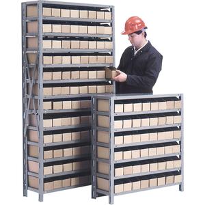 Parts Storage Shelving Units - Starter, 13, 800 lbs., Steel, 36", 12", 76", Boltless, Open, 100, Corrugated Fibreboard, 1-15/16" W x 11-1/4" D x 4-1/2" H