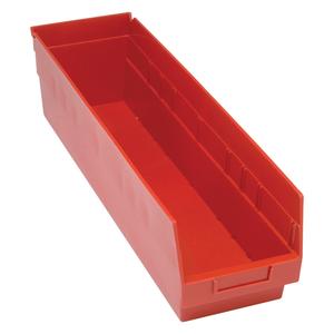 Store More™ Plastic Shelf Bins - Red, 90 lbs., 6-5/8", 23-5/8", 6", 5 1/2 x 22 1/8 x 6, 30094