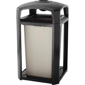 Landmark Series Classic Ash Tray & Waste Receptacle - 50 US gal., Plastic, 46-1/2", Black, Dome Top