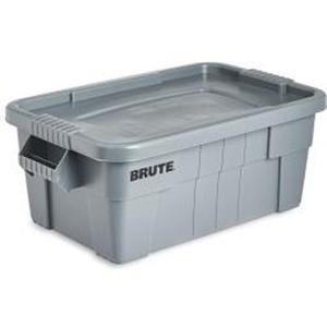 Brute Storage Tote with Lid - 112 llbs., 27.88”, 10.7", 16.5”, Grey, Polypropylene, 27-7/8' L x 17-3/8'' W, 25-5/8'' L x 17-3/8” W, 21-1/8” L x 12-3/4" W