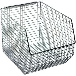 Wire Mesh Stack & Hang Bins - Wire mesh, Nickel-chrome, 100 lbs. Hang/175 lbs. Stack, 8"