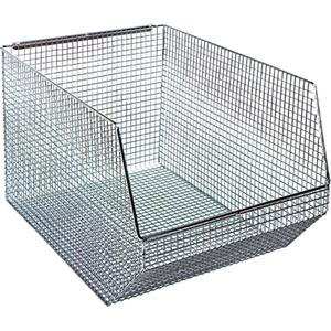 Wire Mesh Stack & Hang Bins - Wire mesh, Nickel-chrome, 100 lbs. Hang/175 lbs. Stack, 11"
