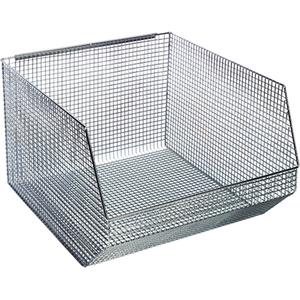 Wire Mesh Stack & Hang Bins - Wire mesh, Nickel-chrome, 100 lbs. Hang/175 lbs. Stack, 17 1/8"