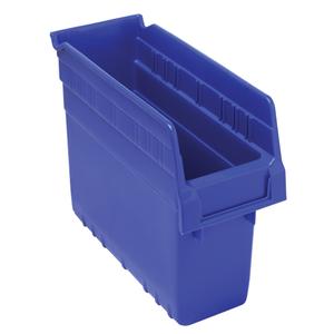 Store-Max Shelf Bins - Blue, Red, Yellow, Clear, 44 lbs., 4-3/8", 11-5/8", 8", High Density Polypropylene, 10-1/6", 3", 8"