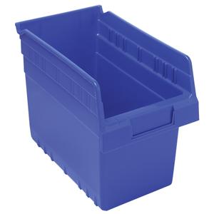Store-Max Shelf Bins - Blue, Red, Yellow, Clear, 44 lbs., 6-5/8", 11-5/8", 8", High Density Polypropylene, 10-1/6", 5-1/2", 8"