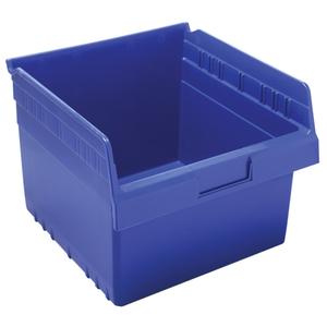 Store-Max Shelf Bins - Blue, Red, Yellow, Clear, 44 lbs., 11-1/8", 11-5/8", 8", High Density Polypropylene, 10-1/6", 10", 8"