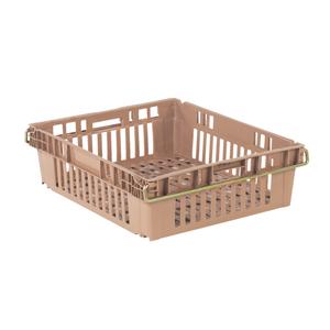 Agricultural Plastic Stack-N-Nest Container - Beige, 6.8", 20.3", 24", 21.4" L x 17.8" W, 22.5" L x 19" W, 20.9" L x 17.5" W, Plastic