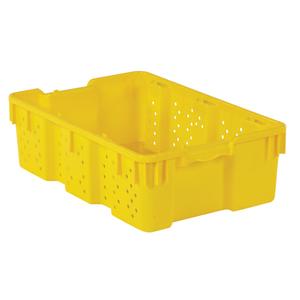 Agricultural Plastic Stack-N-Nest Container - Yellow, 7.3", 16", 23.9", 22.3" L x 14.5" W, 19.7" L x 15.7" W, 20.2" L x 12.3" W, Plastic