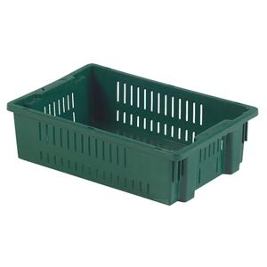 Agricultural Plastic Stack-N-Nest Container - Green, 5.6", 13.1", 19.7", 17.1" L x 11.6" W, 17" L x 11.6" W, 16.6" L x 11.2" W, Plastic