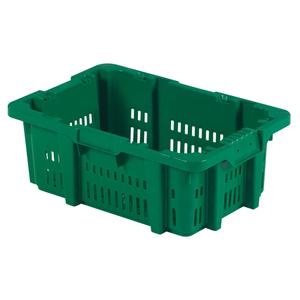Food Handling Plastic Stack-N-Nest Container - Green, 8.8", 16", 23.9", 22.1" L x 15.9" W, 19.9" L x 13.7" W, 19.2" L x 12.6" W, Plastic