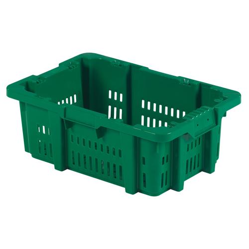Food Handling Plastic Stack-N-Nest Container - Green, 8.8", 16", 23.9", 22.1" L x 15.9" W, 19.9" L x 13.7" W, 19.2" L x 12.6" W, Plastic