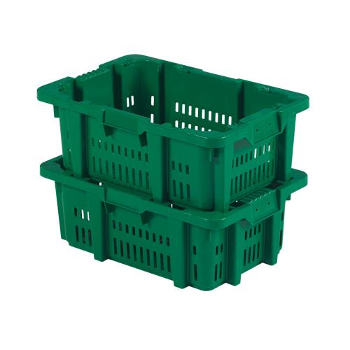 Food Handling Plastic Stack-N-Nest Container - Green, 8.8", 16", 23.9", 22.1" L x 15.9" W, 19.9" L x 13.7" W, 19.2" L x 12.6" W, Plastic - Image 2